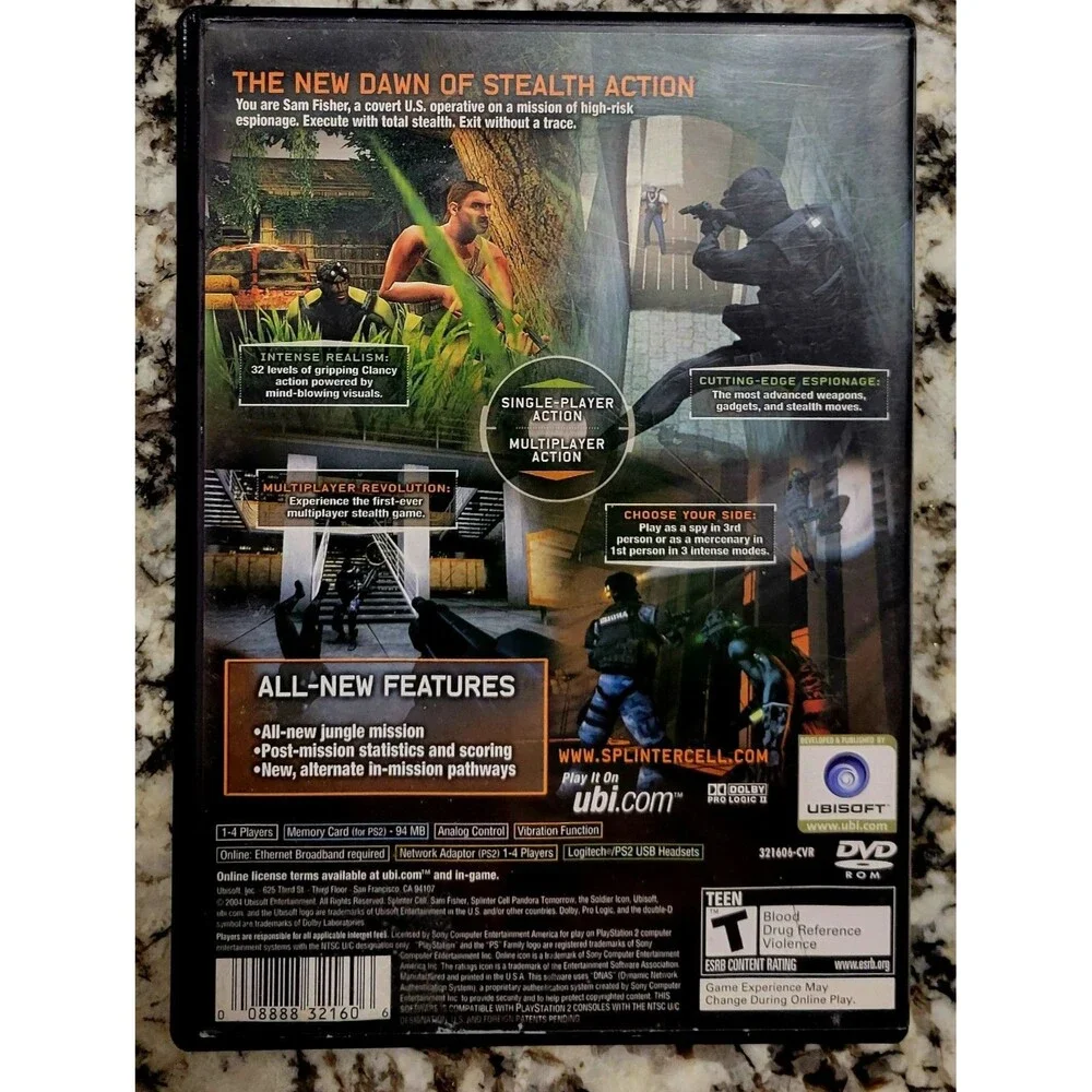 Tom Clancy's Splinter Cell: Pandora Tomorrow (Sony PlayStation 2, 2004,FAST SHIP